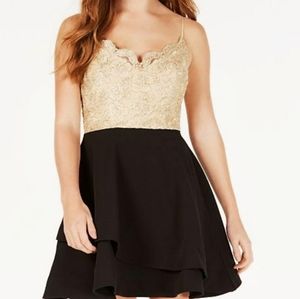 Emblellished Scalloped Fit & Flare Dress
